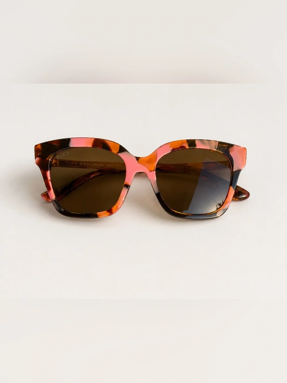 DIFF Bella XS Polarized Sunglasses Tortoise Square Cat Eye Acetate $128